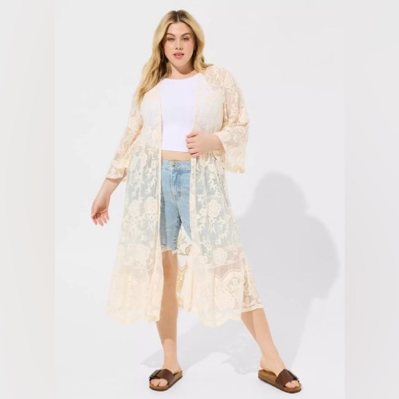 Torrid Mesh Embroidered Kimono NWT - Picture 3 of 5